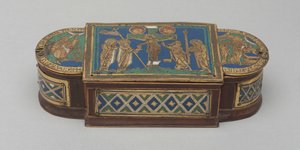 Pyx, c.1170-1180 (förgylld koppar, champlevé och cloisonnéemalj, träkärna (modern)) av German School