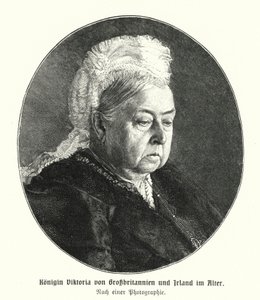 Drottning Victoria på ålderns höst (gravyr) av German School
