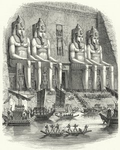 Religiös festival i det antika Egypten (gravyr) av German School