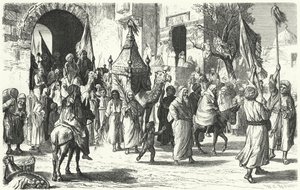 Återvändande av en karavan av pilgrimer till Mecka (gravyr) av German School