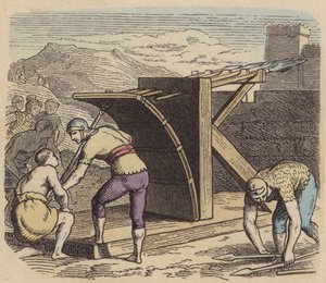 Romersk ballista (färgad gravyr) av German School
