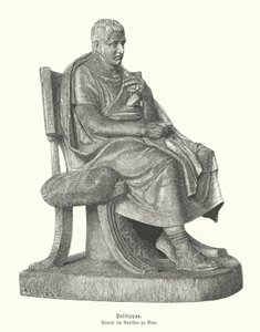 Romersk kopia av en staty av den antika grekiska komiska poeten Posidippus (gravyr) av German School