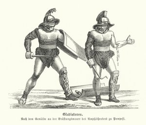 Romerska gladiatorer (gravyr) av German School