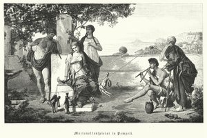 Romerska dockspelare i Pompeji (gravyr) av German School