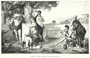 Romerska dockspelare i Pompeji (litho) av German School
