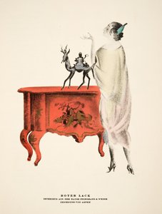 "Roter Lack", reklam för Friedman och Weber, ur Styl, utg.1922 (pochoirtryck) av German School