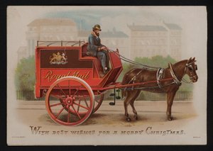 Royal Mail van, julhälsningskort, sent 1800-tal eller tidigt 1900-tal (chromolitho) av German School