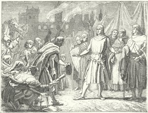 Rudolf av Habsburg, den nyvalde kungen av Tyskland, hälsad av folket i Basel av German School