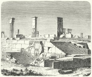 Ruinerna av Xerxes palats i Persepolis (gravyr) av German School