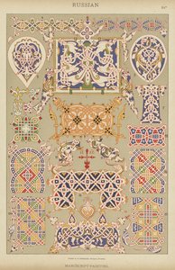 Ryska, manuskript-målning (färg litho) av German School