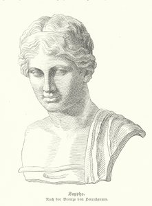 Sappho, antik grekisk poet (gravyr) av German School