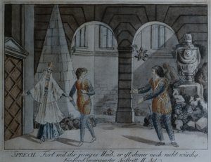 Scen från Trollflöjten av Wolfgang Amadeus Mozart (penna & bläck och wc på papper) av German School