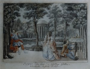 Scen från Trollflöjten av Wolfgang Amadeus Mozart (penna & bläck och wc på papper) av German School
