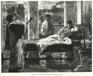 Livets scen i antikens Rom (litho) av German School