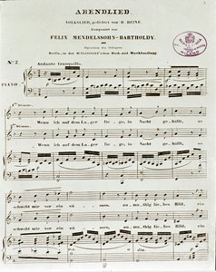 Partitursida av Abendlied av Felix Mendelssohn av German School