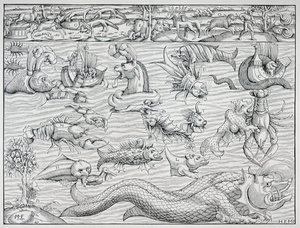 "Sea of Darkness" från Sebastien Münsters "Cosmographie Universalis" av German School