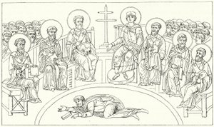 Andra konciliet i Nicaea, 787 (gravyr) av German School