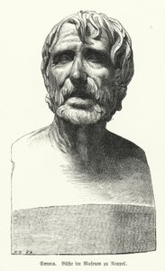 Seneca den yngre, romersk filosof, statsman och dramatiker (litho) av German School