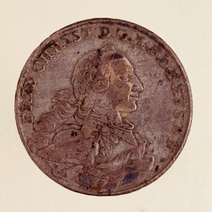 Silverthaler (taler) av Frederick Christian, markgreve av Brandenburg-Bayreuth (Frederic V Christian de Brandenburg-Bayreuth (Brandenburg Bayreuth) (1708-1769) 1766 Diam. 4 cm Neapel, museo archeologico av German School