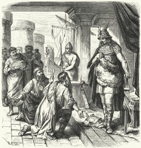 Slaviska sändebud före Rurik, prins av Kievan Rus, 900-talet (gravyr) av German School