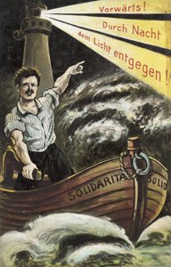 Socialistisk propagandavykort (färg litho) av German School