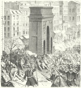 Soldater på gatorna i Paris under den franska statskuppen i december 1851 (gravyr) av German School