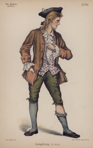 Spiegelberg, från Die Rauber (Rånarna) av Friedrich Schiller (färg litho) av German School