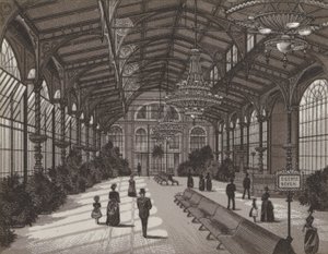 Hot Spring Colonnade, interiör (litho) av German School