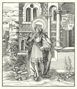 St Edward the Martyr, kung av England (gravyr) av German School