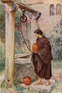 S:t Franciskus arbetar som scullion i ett kloster (färglitografi) av German School