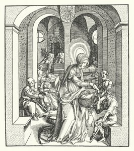 St Hedwig av Schlesien, hertiginna av Polen (gravyr) av German School