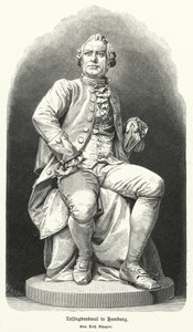Staty i Hamburg av Fritz Schaper av den tyske dramatikern och filosofen Gotthold Ephraim Lessing (litho) av German School