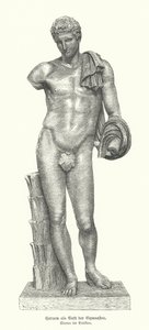 Staty av den antika grekiska guden Hermes som gymnasternas gud (gravyr) av German School