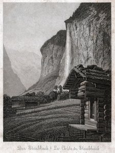 Staubbach vattenfall. (gravyr, ca 1830) av German School