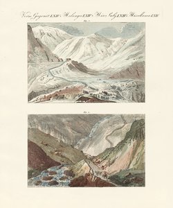 Konstiga pass i Schweiz (färgad gravyr) av German School