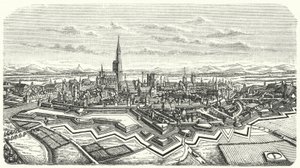 Strasbourg på 1600-talet (gravyr) av German School