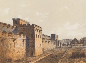 Gata i Pompeji, Kampanien, Italien (färglitografi) av German School