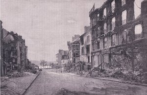 Street in St Cloud, Cassells historia om kriget mellan Frankrike och Tyskland publicerad av Cassell and Company Limited, ca 1890 (litho) av German School