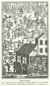Studentliv: scen från Blicke Philanders von Sittewald, av Johann Michael Moscherosch (gravyr) av German School
