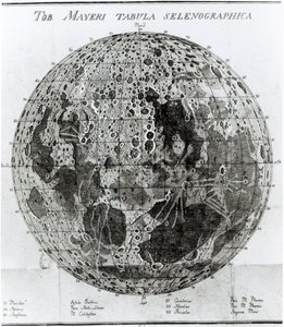 Månens yta, illustration från Selenotopographische Fragmente av Johann Hieronymus Schroeter, publicerad 1791 av German School