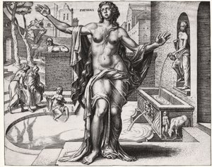 Suzanne i badet. (gravyr av German School