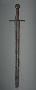 Svärd, c.1350 (ersättningar för järn, trägrepp och mässing) av German School