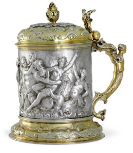 Tankard, troligen Hamburg, ca 1660 (paket förgyllt silver) av German School