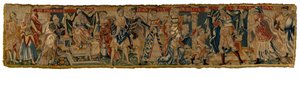 Gobeläng föreställande Moses kastar ner faraos krona och blir straffad, från Rhenland av German School