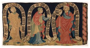Gobelängfragment föreställande tre profeter, från Franken (ull) av German School