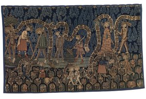 Gobeläng som illustrerar juli månad, ca 1400-25 (ull och linne) av German School