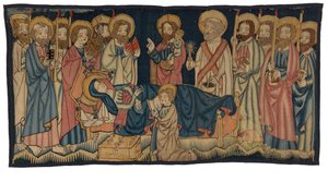 Gobelängpanel som visar Jungfruns död, från Mellersta Rheinland, möjligen Trier, mitten av 1400-talet (ull) av German School