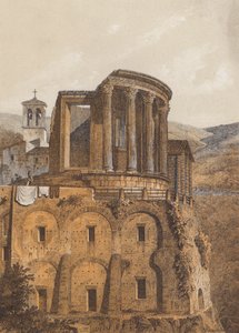 Vesta-templet, Tivoli, Italien (färglitografi) av German School