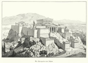 Akropolis i Aten, antikens Grekland (gravyr) av German School