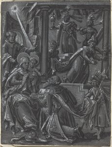 Konungarnas tillbedjan [recto], ca 1600 (teckning med penna och bläck) av German School